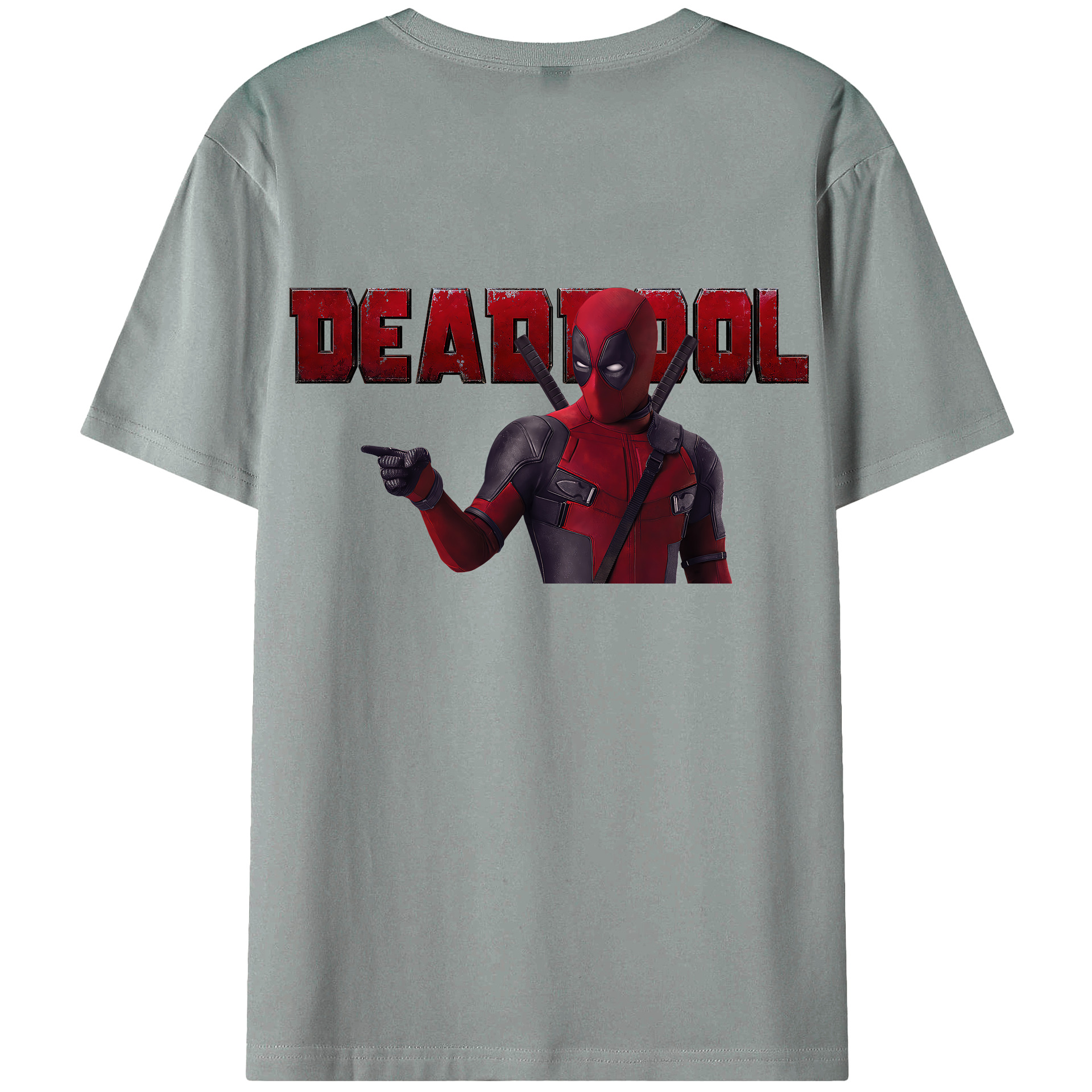 （画像用） Deadpool デッドプール 綿100％ メンズ半袖Tシャツ（バックプリント） 通気性